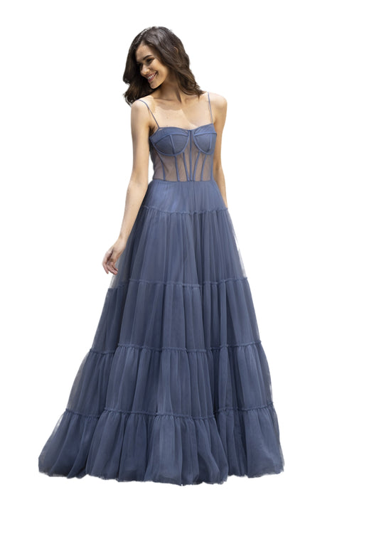 Abendkleid aus Tüll in Vintage Indigo