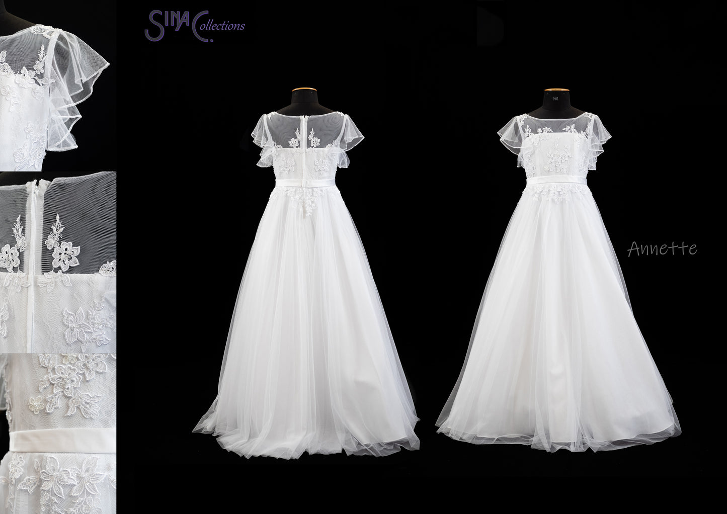 Tüll und Flügelärmel in Weiss