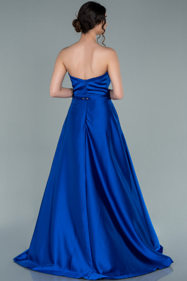 Raffiniertes Korsagen Kleid mit besonderem V Ausschnitt in Farbe Royalblau
