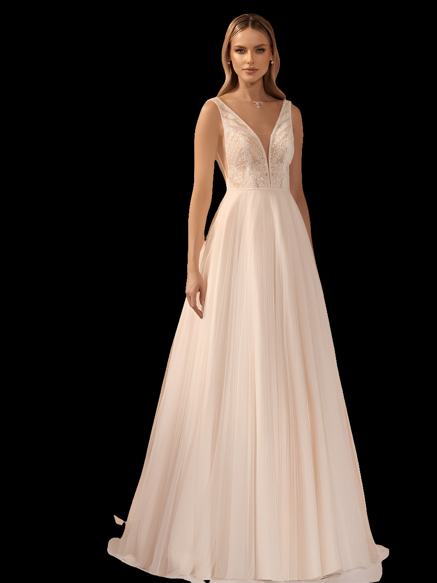 Prinzessinnen Brautkleid  BECKY in Farbe Creme/Nude