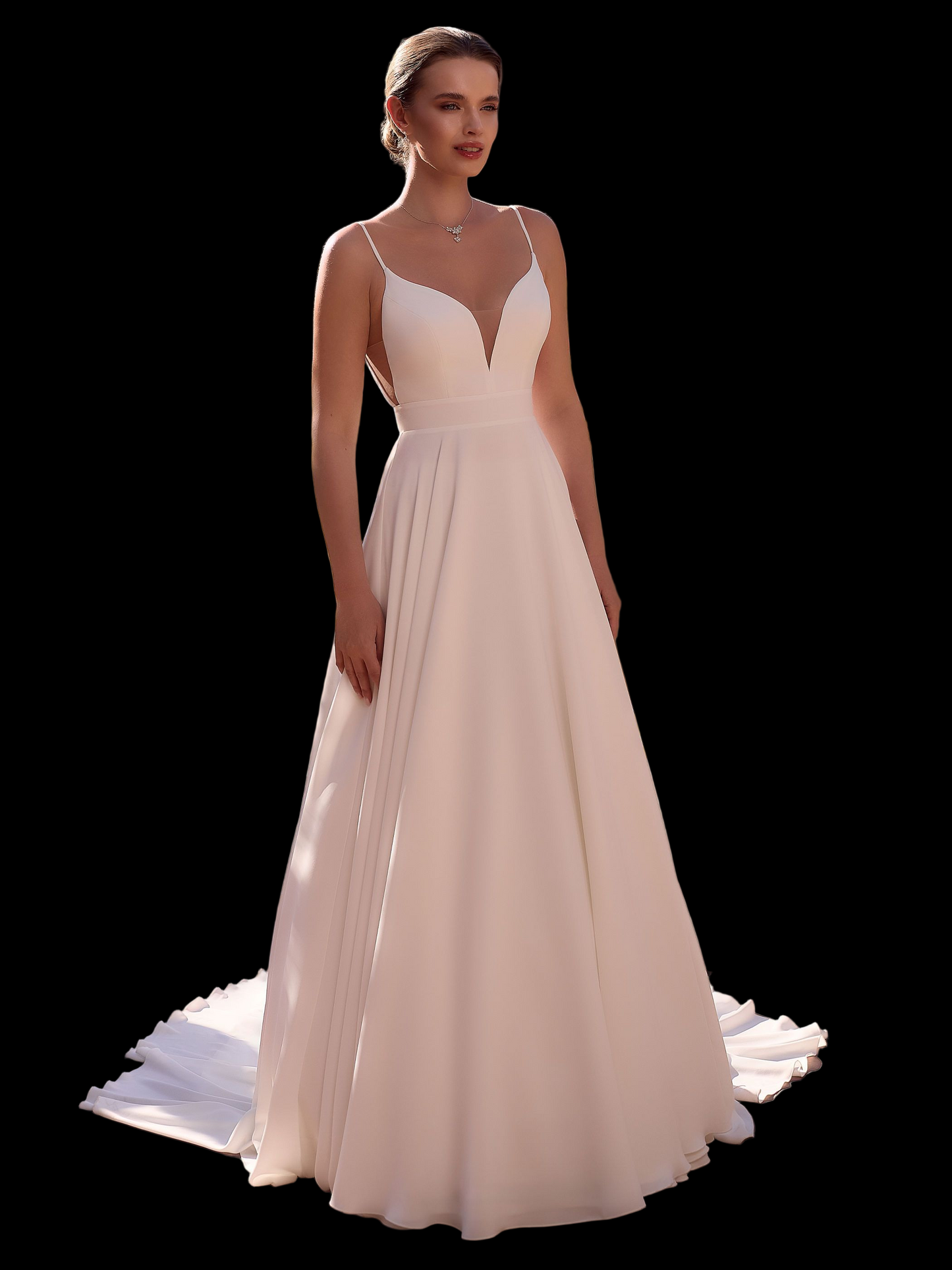 Zeitloses Brautkleid "LUCA" mit tiefem Rückenausschnitt und fließender A-Linie