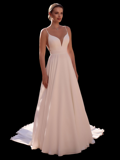 Zeitloses Brautkleid "LUCA" mit tiefem Rückenausschnitt und fließender A-Linie