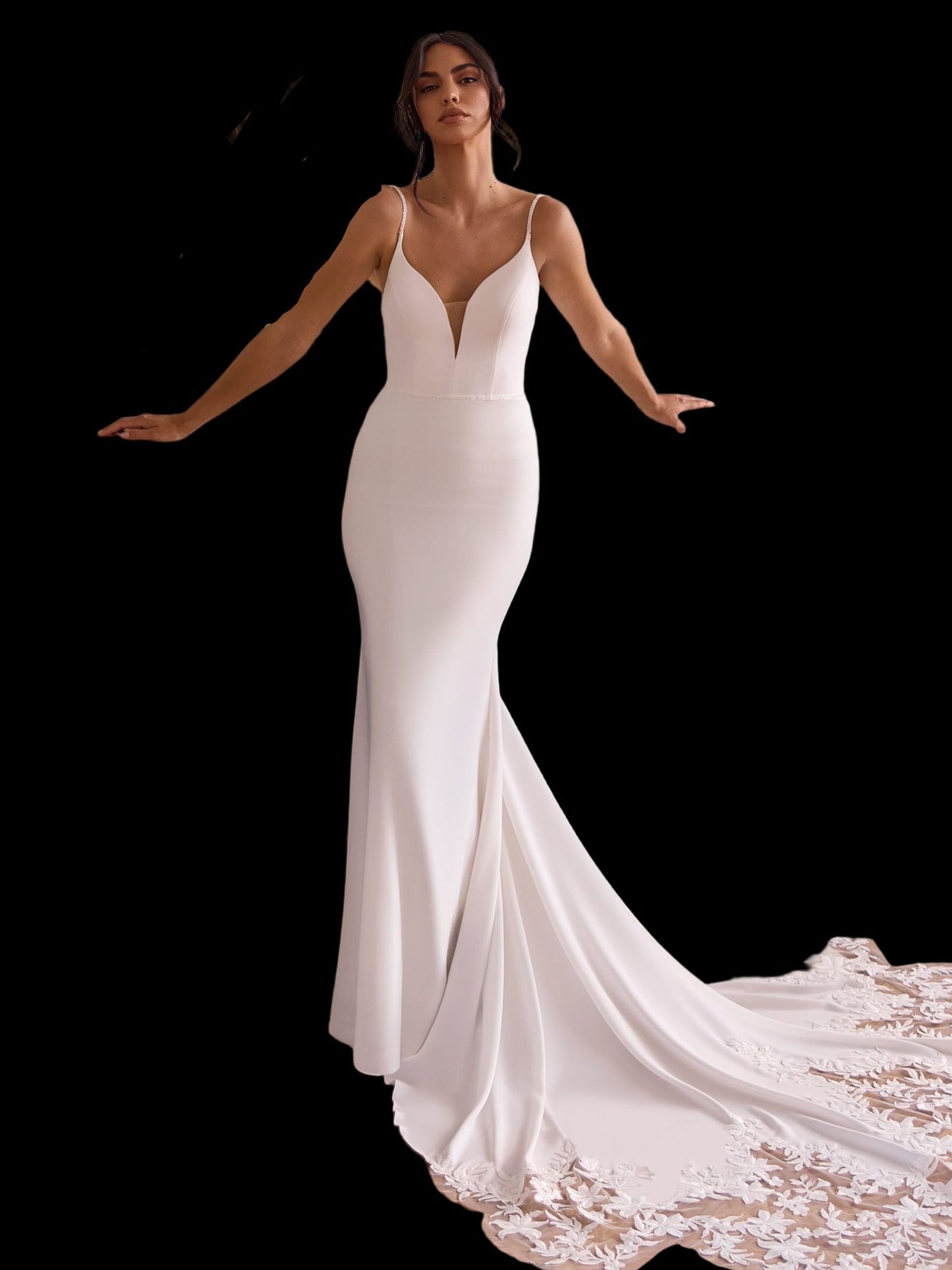 Elegantes Brautkleid mit Spitzenschleppe – Modell GIA