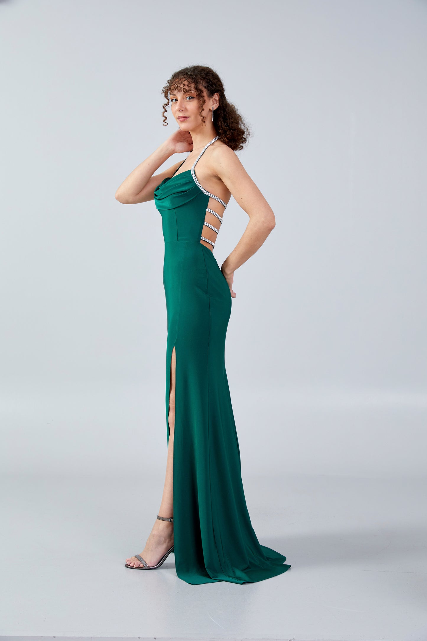 Sleeveless Maxi Lycra Mermaid Green Evening Dress