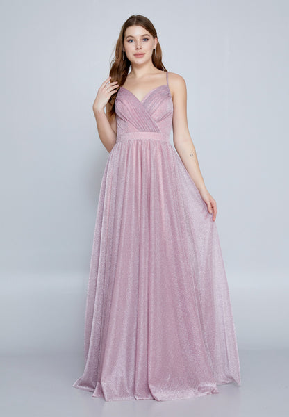 Sleeveless Maxi Tulle A - Line Purple Prom Dress