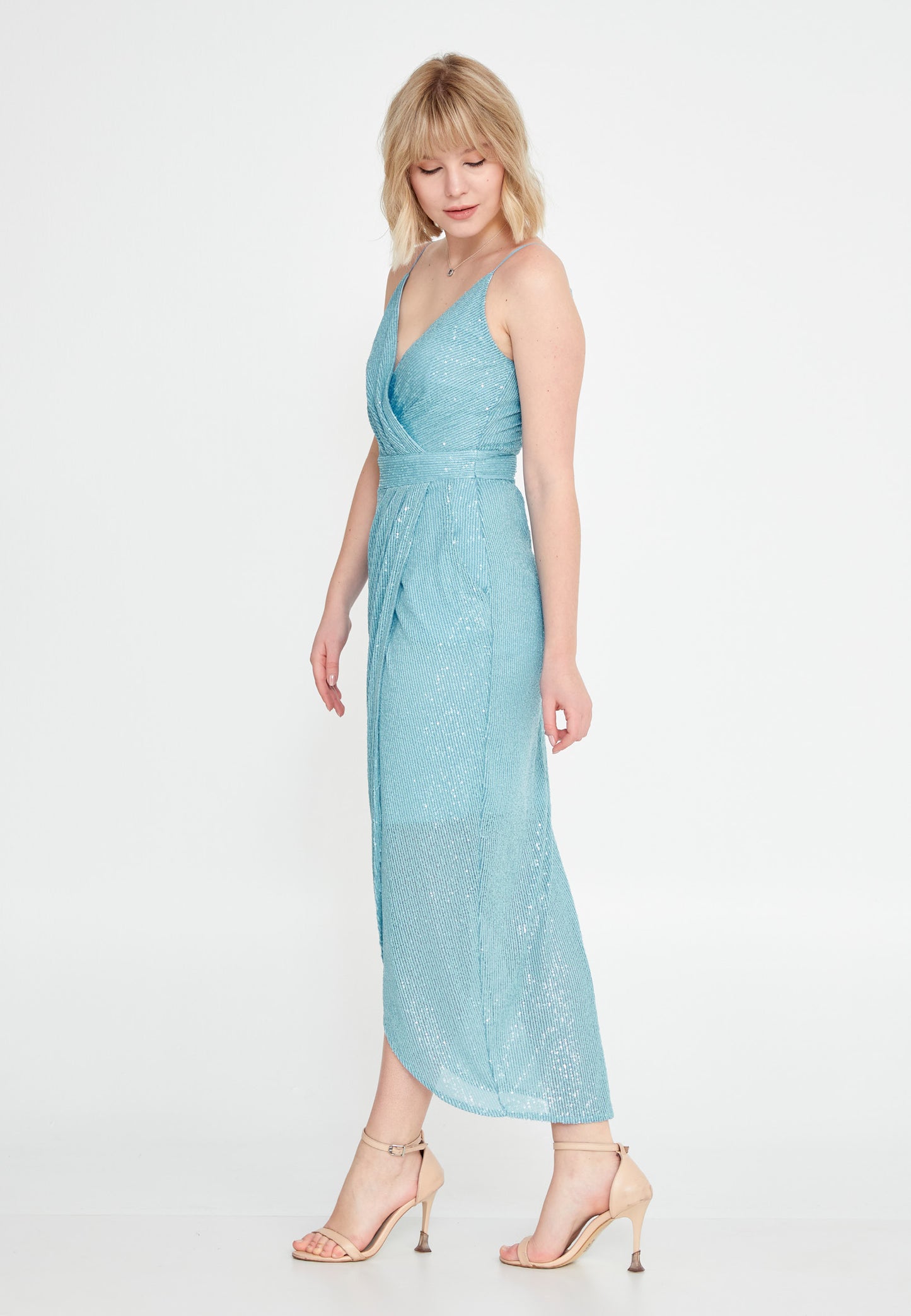 Sleeveless Midi Blue Cocktail Dress