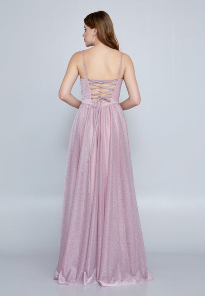 Sleeveless Maxi Tulle A - Line Purple Prom Dress