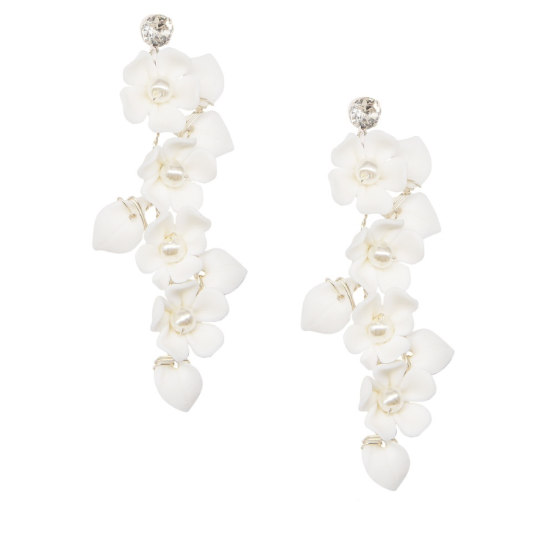 ATHENA COLLECTION - ALLURE FLORAL VINE EARRINGS - CZER665 SILVER (9072)