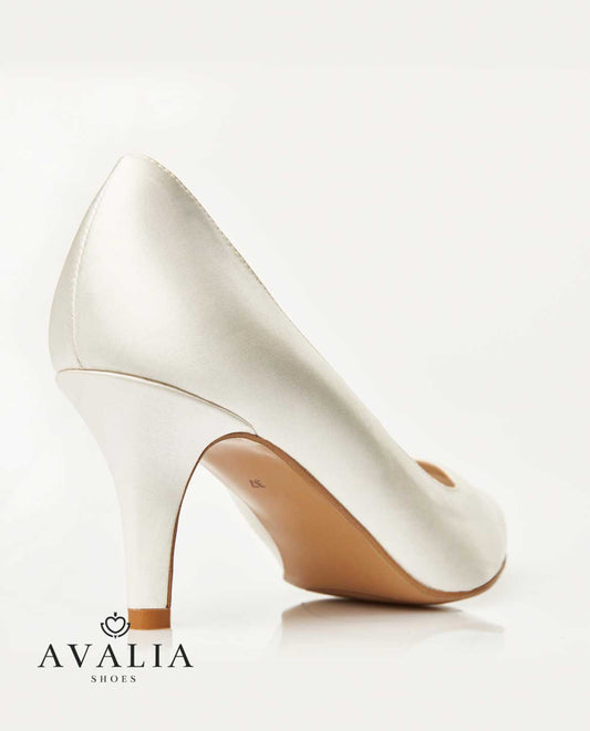 Premium-Qualität AVALIA Schuhe Anna, Satin 5,5 cm Farbe Ivory