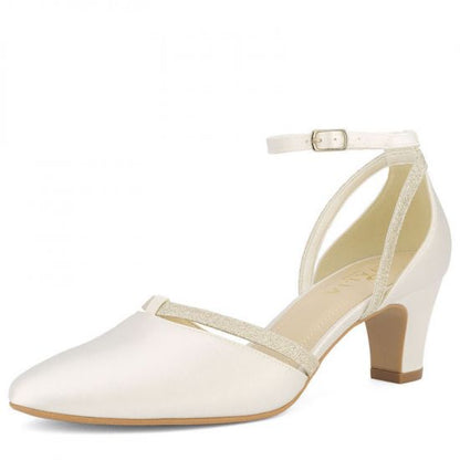 Premium-Qualität AVALIA  Schuhe LUNA mit Glitzer,  Satin 5,5 cm Farbe Ivory