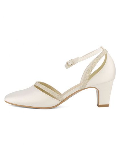 Premium-Qualität AVALIA  Schuhe LUNA mit Glitzer,  Satin 5,5 cm Farbe Ivory